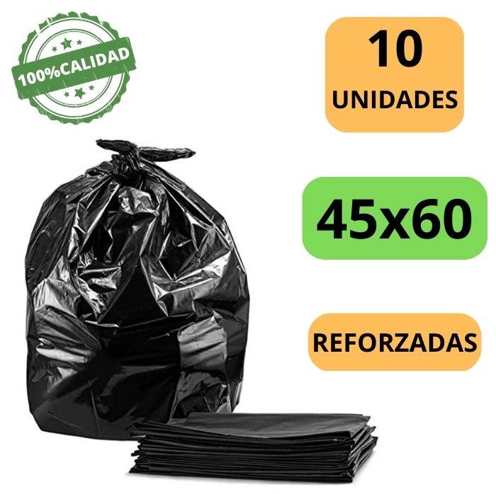 BOLSA DE RESIDUOS REFORZADA 45X60 X10 UNIDADES